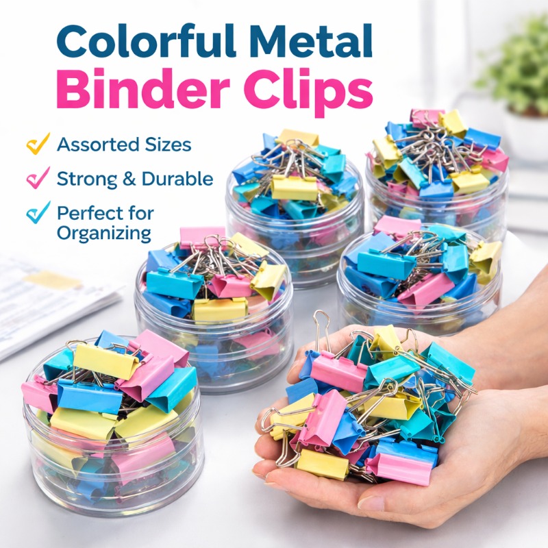 Binder Clip Assorted - 40PCS/Set Long Colorful Metal Binder Clips,