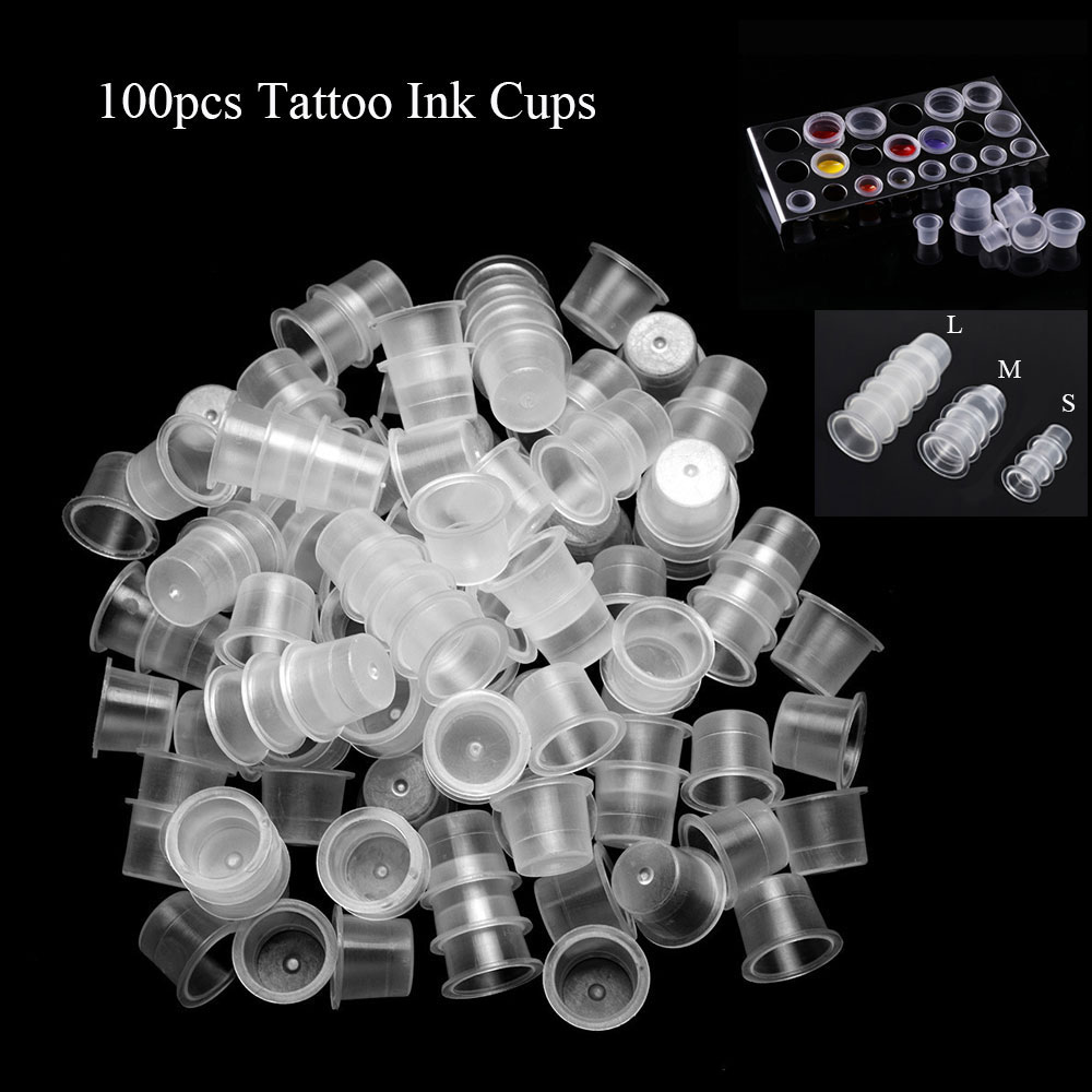 Calligraphy Ink Bottle - 100pcs Transparent Tattoo Pigment Cups Large