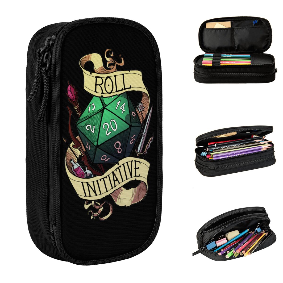 Pen Pouch Roll - Roll Initiative Pencil Case New Dungeon