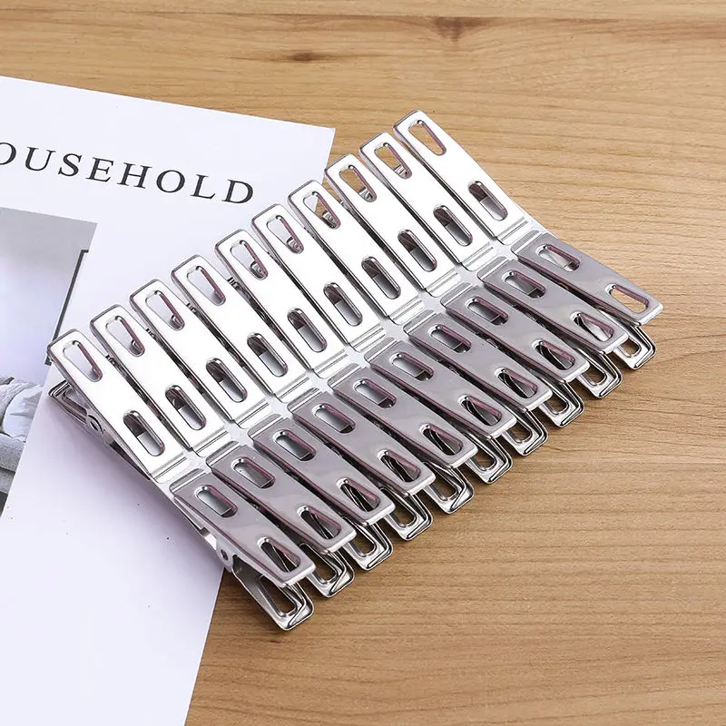 Binder Clip Assorted - 20pcs Stainless Steel Flat Mouth Clothespins,