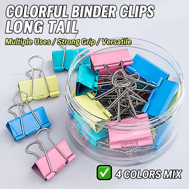 40PCS/Set Long Colorful Metal  - đánh giá và giá Binder Clip Assorted