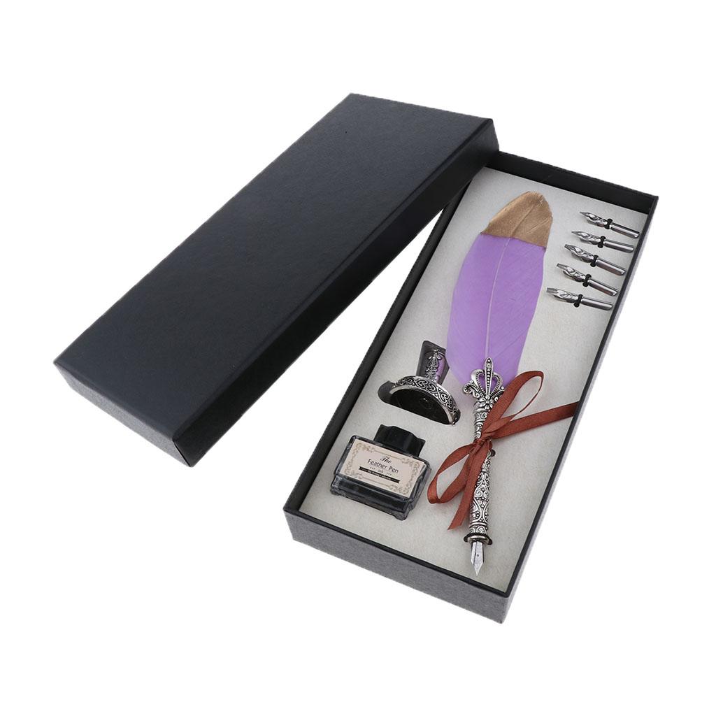 Antique Fountain Pen Feather Q - đánh giá và giá Calligraphy Ink Bottle